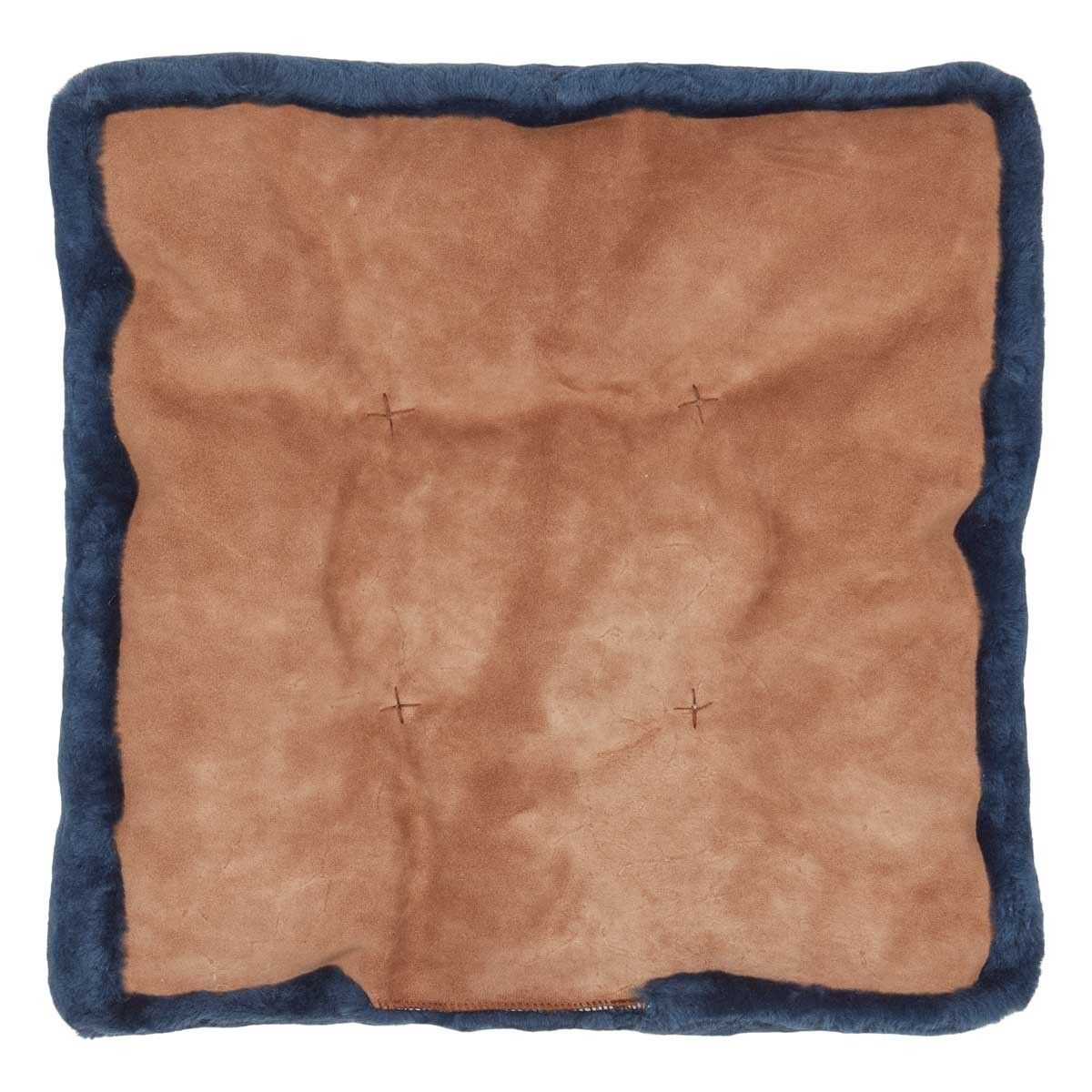 Sædehynde m/fyld | Moccassin | New Zealand | 45x45 cm Marineblå