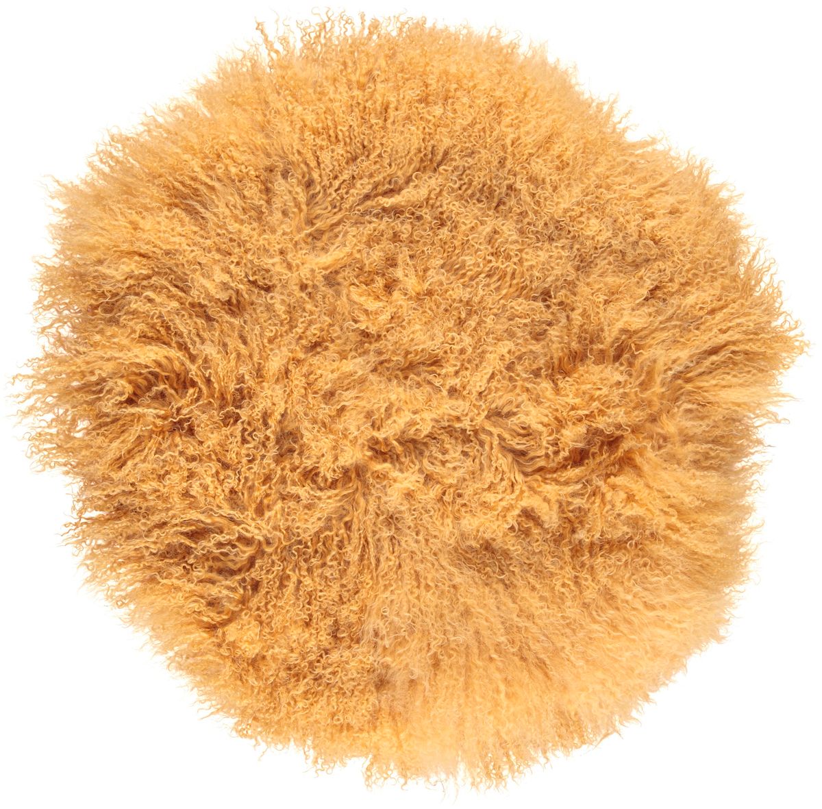 Lammeskindspude | Krøllet | Tibet | Ø45 cm, Ø62 cm & Ø38 cm Gul