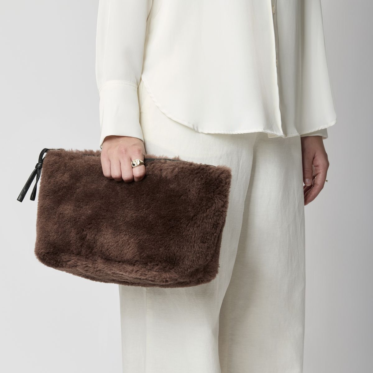 Maxi Havana Clutch Brunt læder