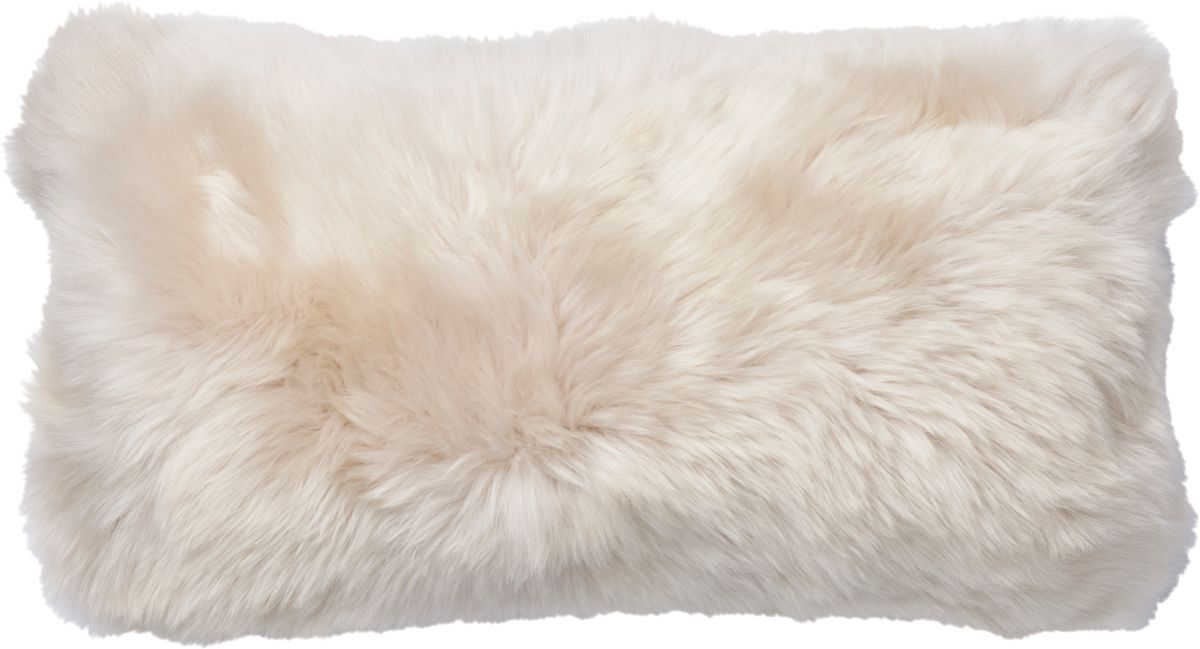 Lammeskindspude | Langhåret | New Zealand | Dobbeltsidet | 25x50 cm Beige