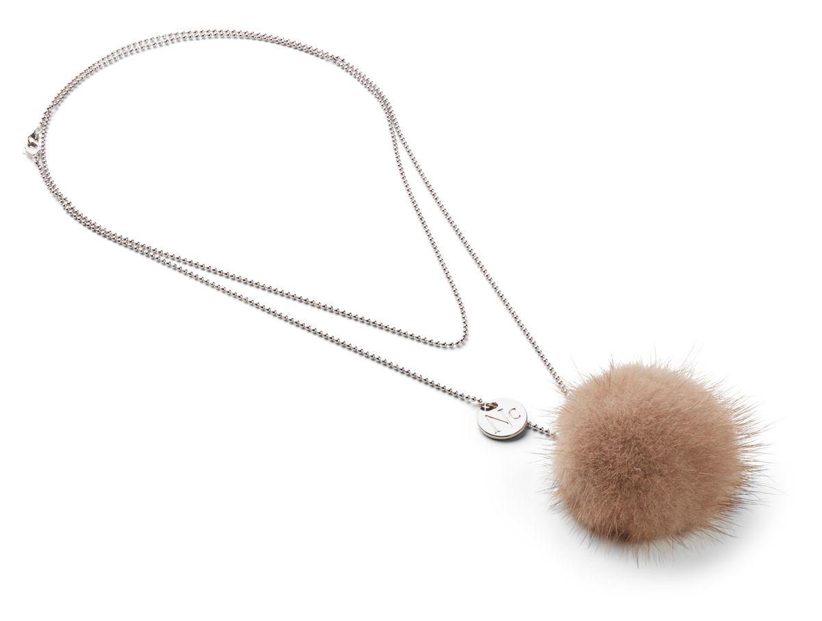 Halskæde Pom Pom Beige / Brun