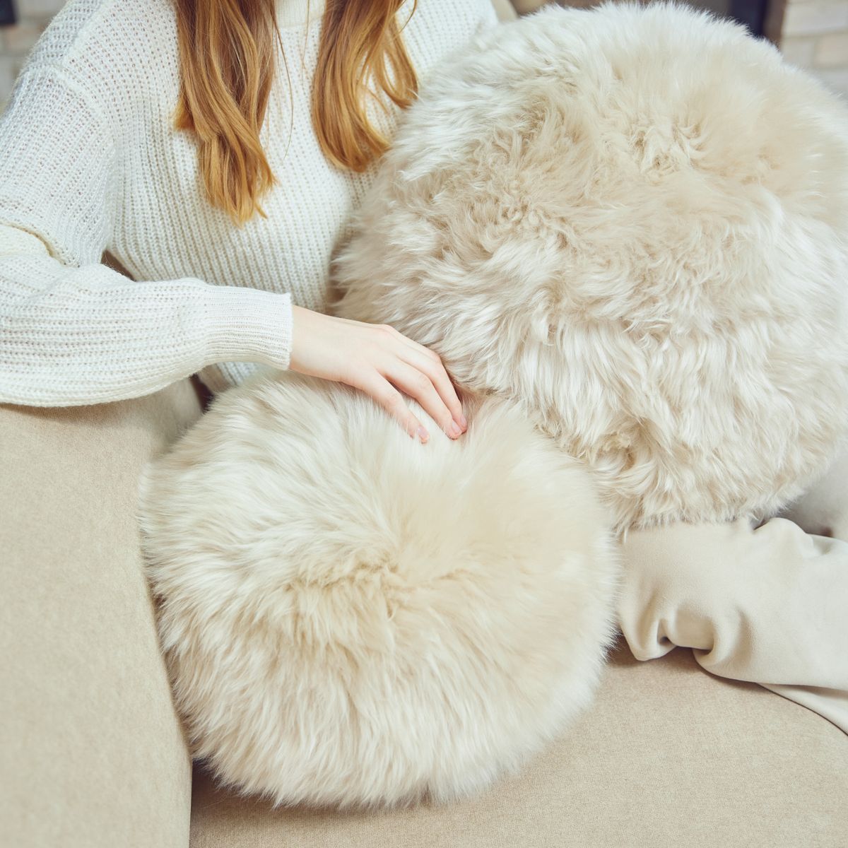 Angelite pude | Langhåret | New Zealand | Ø25/30/35 Sort