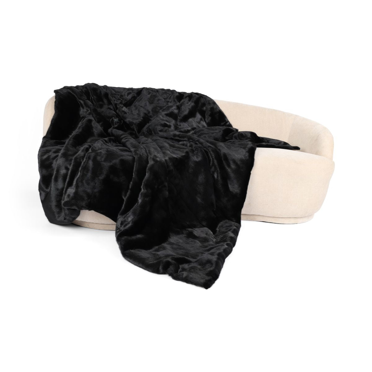 Minkplaid | Bagside af kashmir | Sort | 188x182 cm