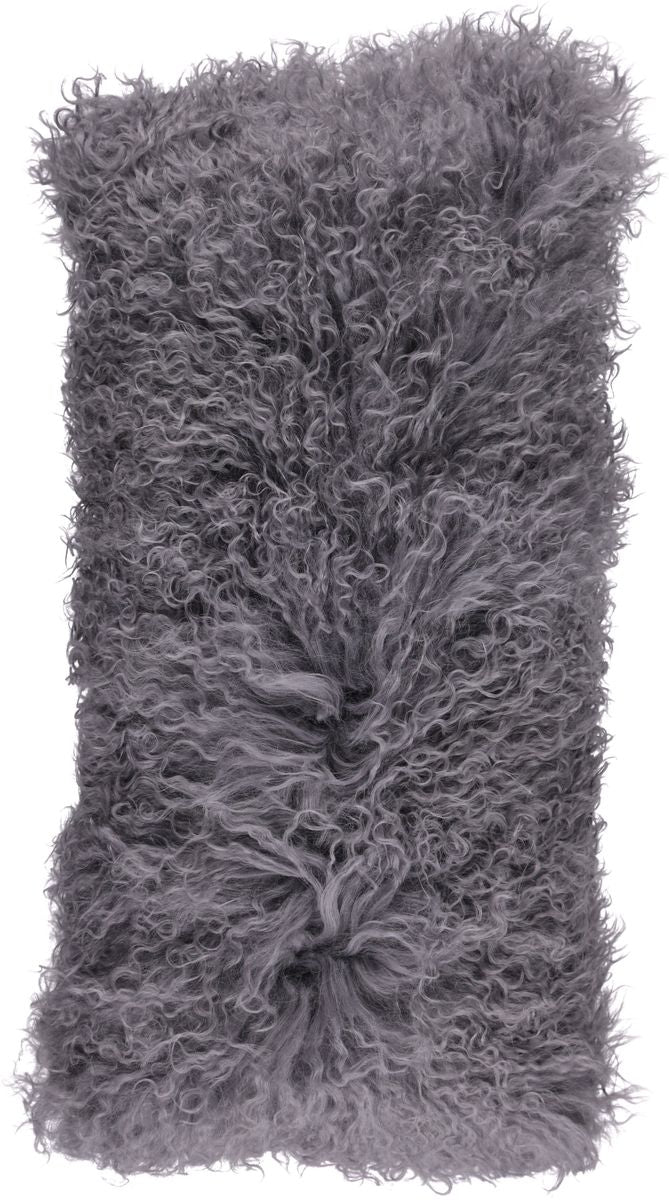 Lammeskindpude | Krøllet | Tibet | 28x56 cm Mørkegrå