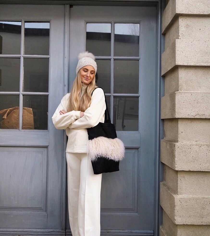 Tote taske | Tibetansk fåreskind | krøllet og lang uld Lyserød