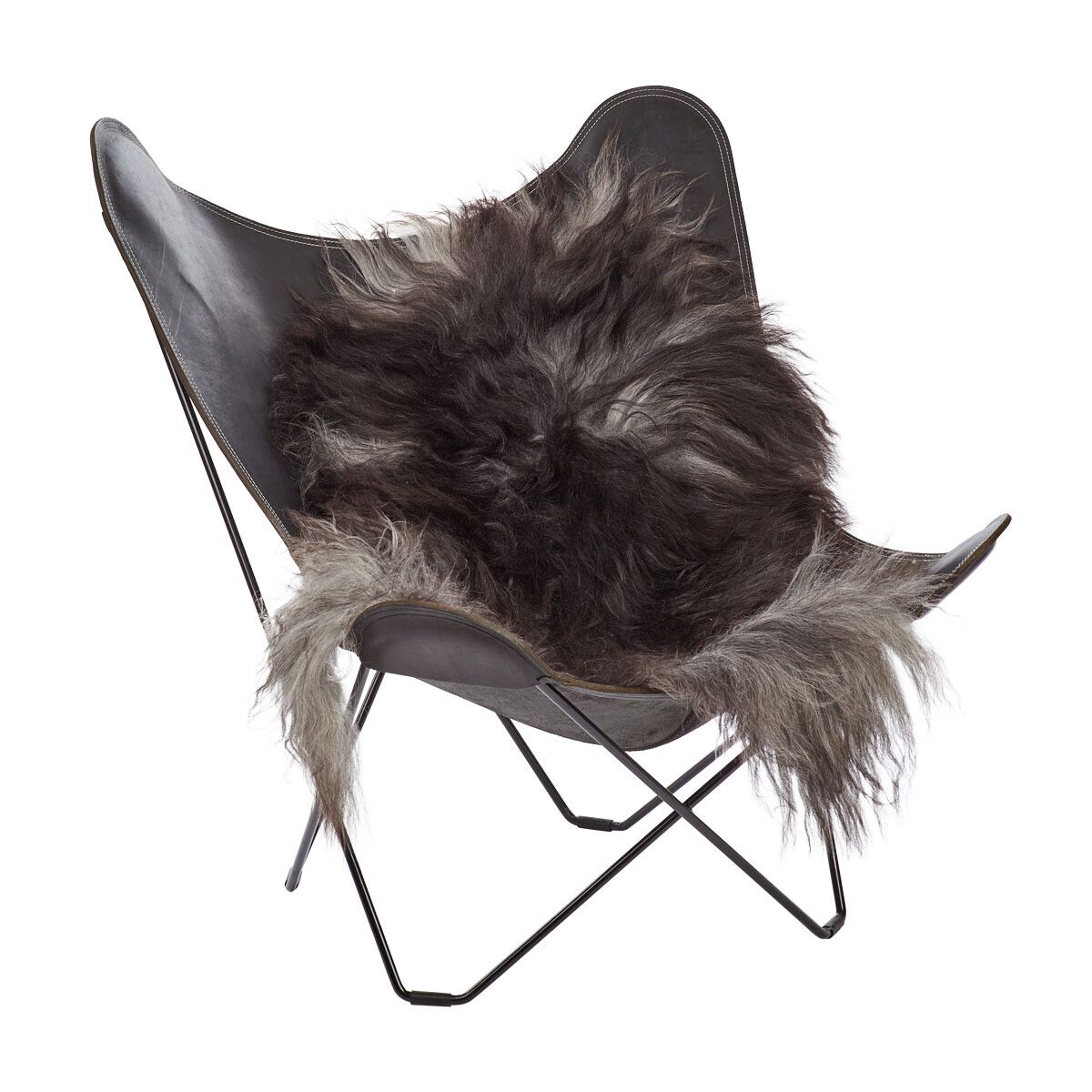 Lammeskind | Langhåret | Island | 120+x60 cm Naturgrå Mørk