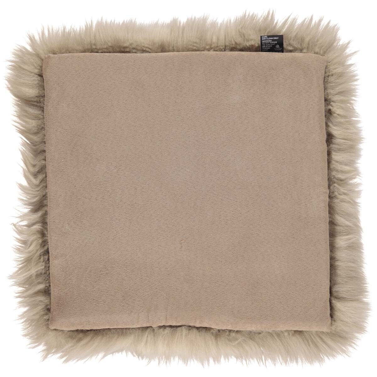 Sædehynde m/fyld | Langhåret | New Zealand | 37x37 cm Taupe