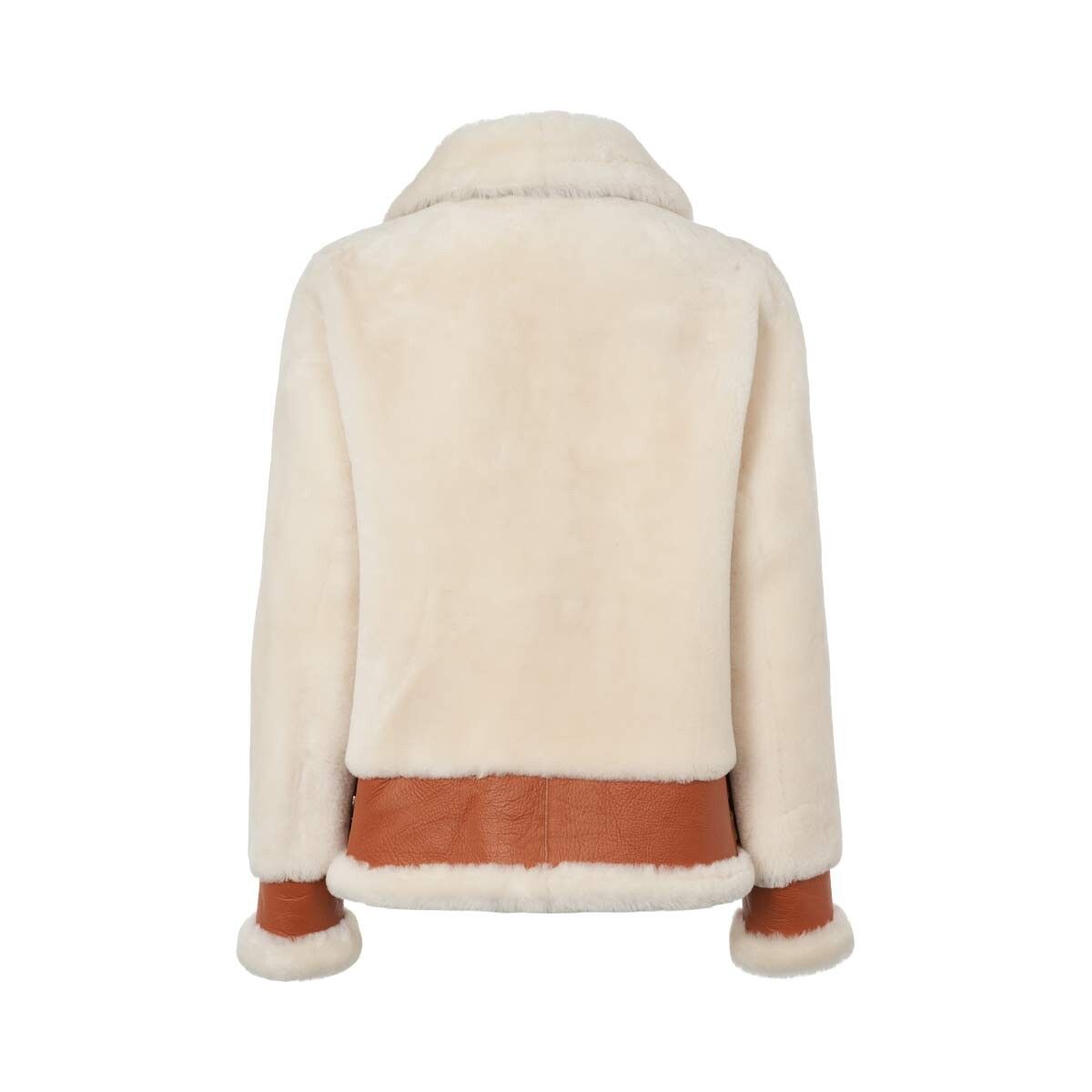 Annalon-jakke Læderbrun/Hvid