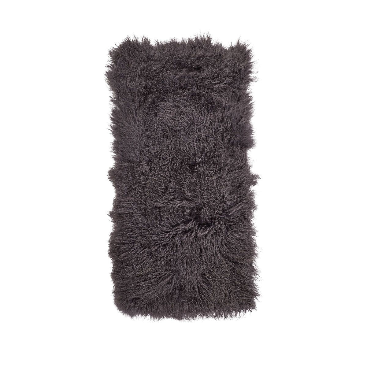 Lammeskindsplaid | Krøllet | Tibet | 60x120 cm Mørkegrå