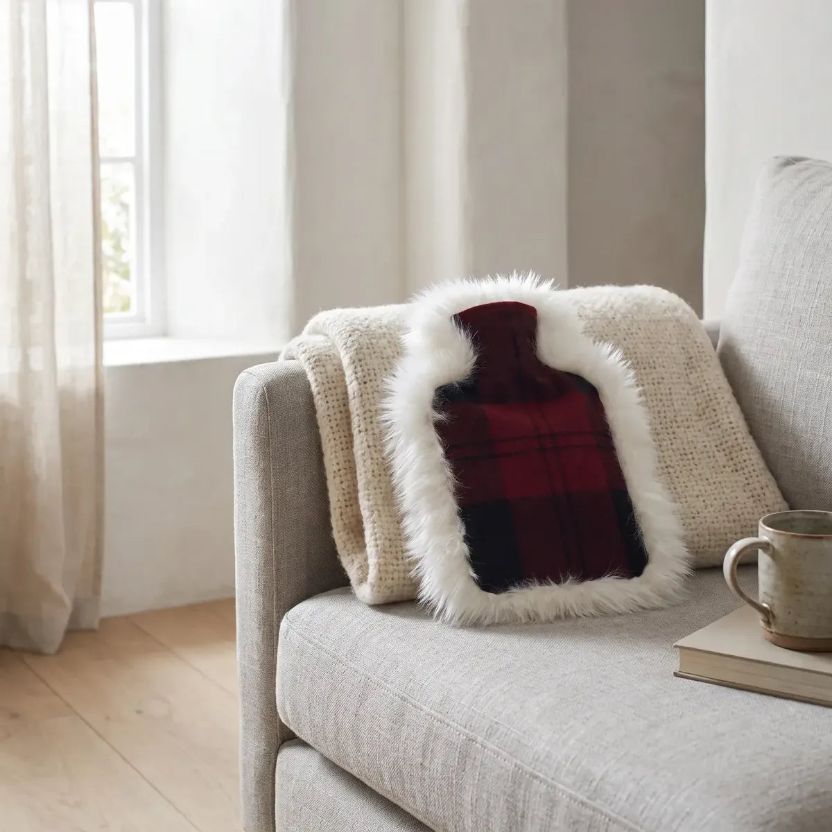 Varmedunk | Lammeskind, uld | 37x27 cm Lindsay Tartan/Hvid