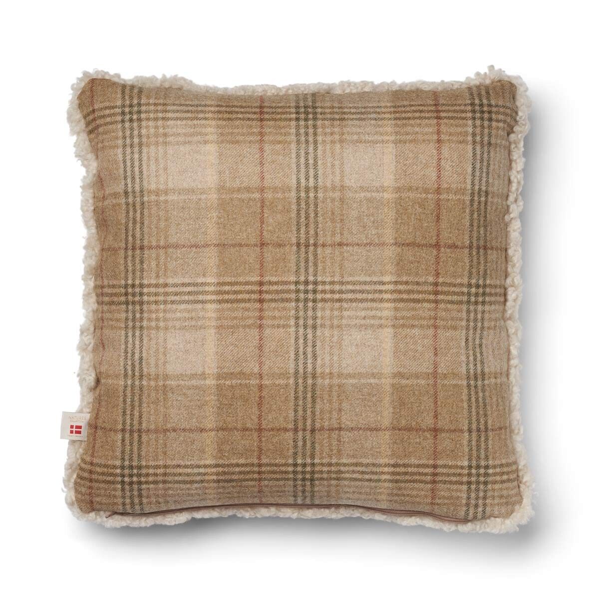 Checked Collection | Uldpude | Korthåret | 52x52 cm Sand-beige/Pearl