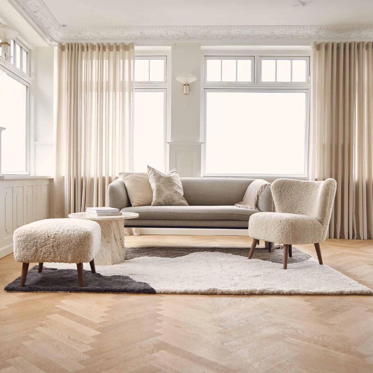 River Designertæppe | Korthåret | New Zealand Antracitgrå/Pearl/Taupe