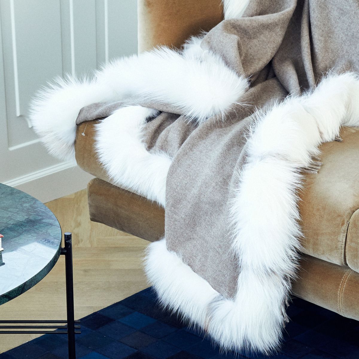 Plaid | Kashmir, ræv | 130x200 cm Sølvræv / Mørkegrå