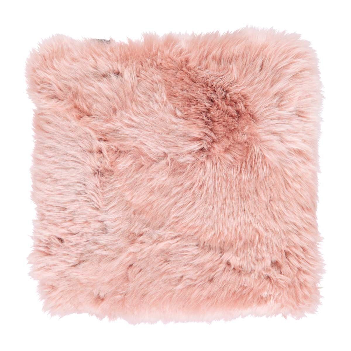 Sædehynde m/fyld | Langhåret | New Zealand | 37x37 cm Rosa