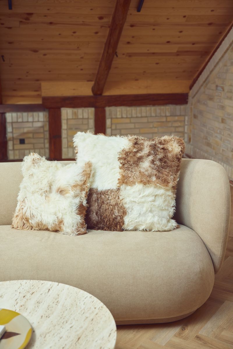 Lammeskindspude | Toscana | Dobbeltsidet Brun/Beige Mix
