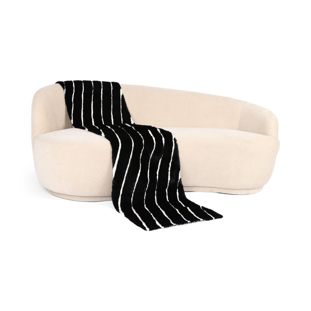 Minkplaid | Bagside af kashmir | Sort/Hvid | 50x220 cm