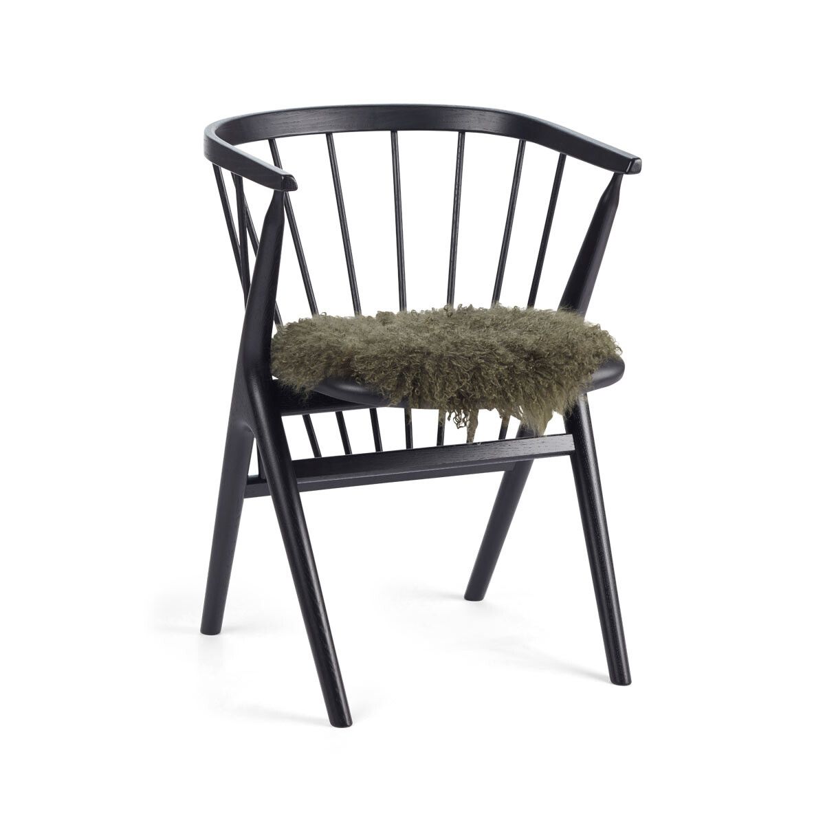 Sædehynde | Krøllet | Tibet | Ø38 cm Mørkegrøn