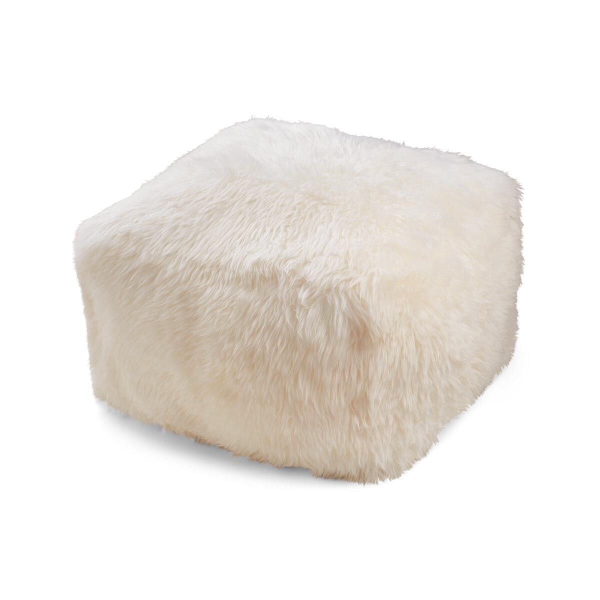 Firkantet puf | Langhåret | New Zealand | Læderbagside