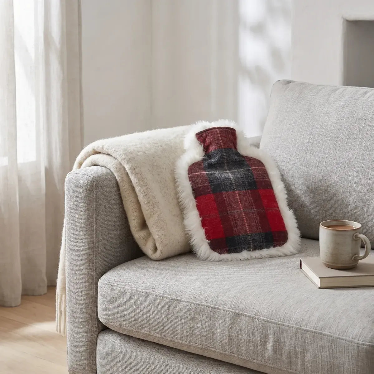 Varmedunk | Lammeskind, uld | 37x27 cm Lindsay Tartan/Hvid
