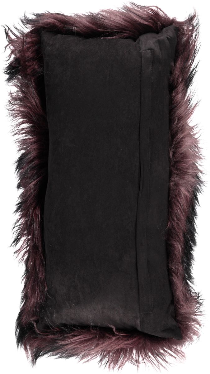 Lammeskindspude | Langhåret | Tibet | Kashmir | 28x56 cm Sort / Brun