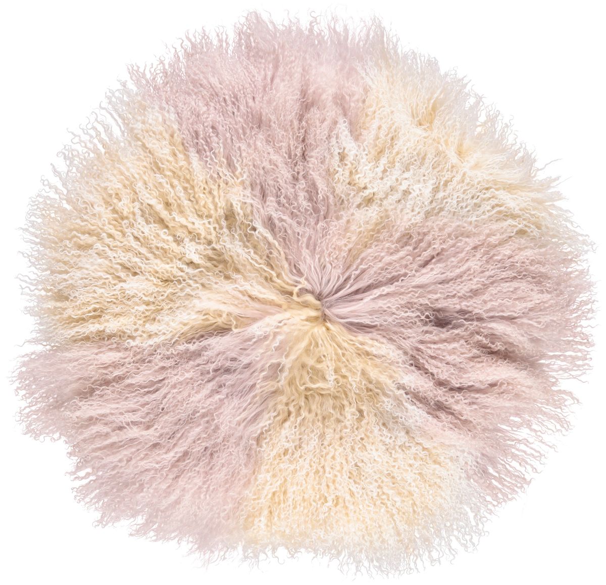 Lammeskindspude | Krøllet | Tibet | Ø45 cm, Ø62 cm & Ø38 cm Gylden Hvid / Dove
