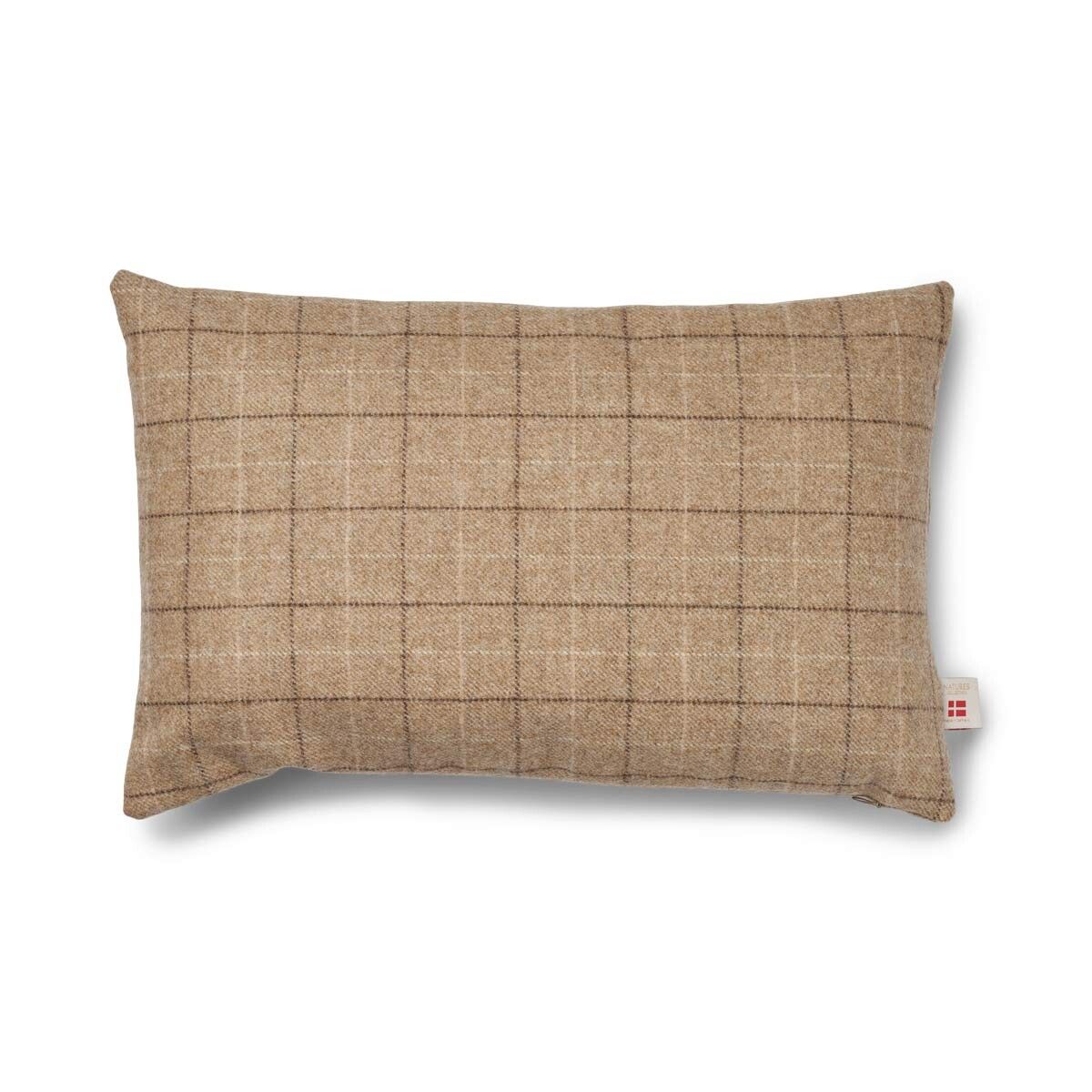 Checked Collection | Uldpude | Dobbeltsidet | 52x52 cm | 34x52 cm Havregryn-Beige
