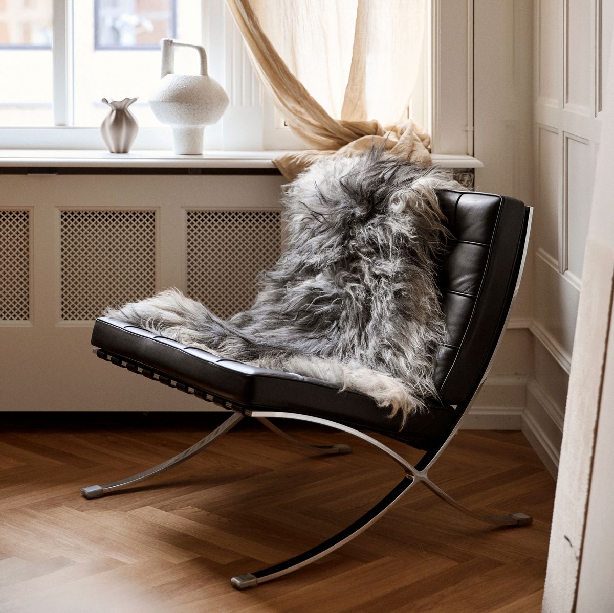 Lammeskind | Langhåret | Island | 90x60 cm Naturgrå