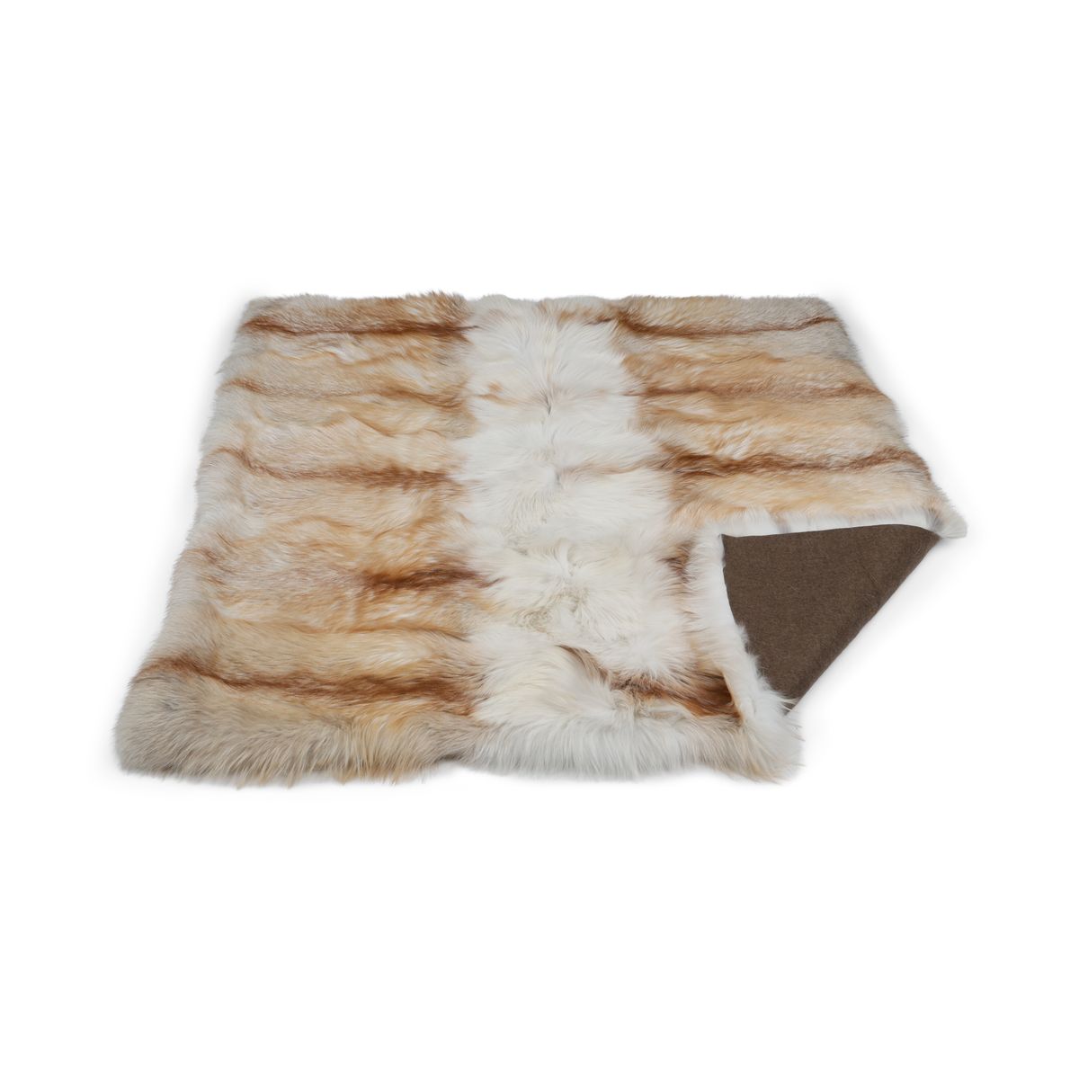 Premium tæppe af ræv | Bagside af kashmir | Light Gold | 150x150 cm