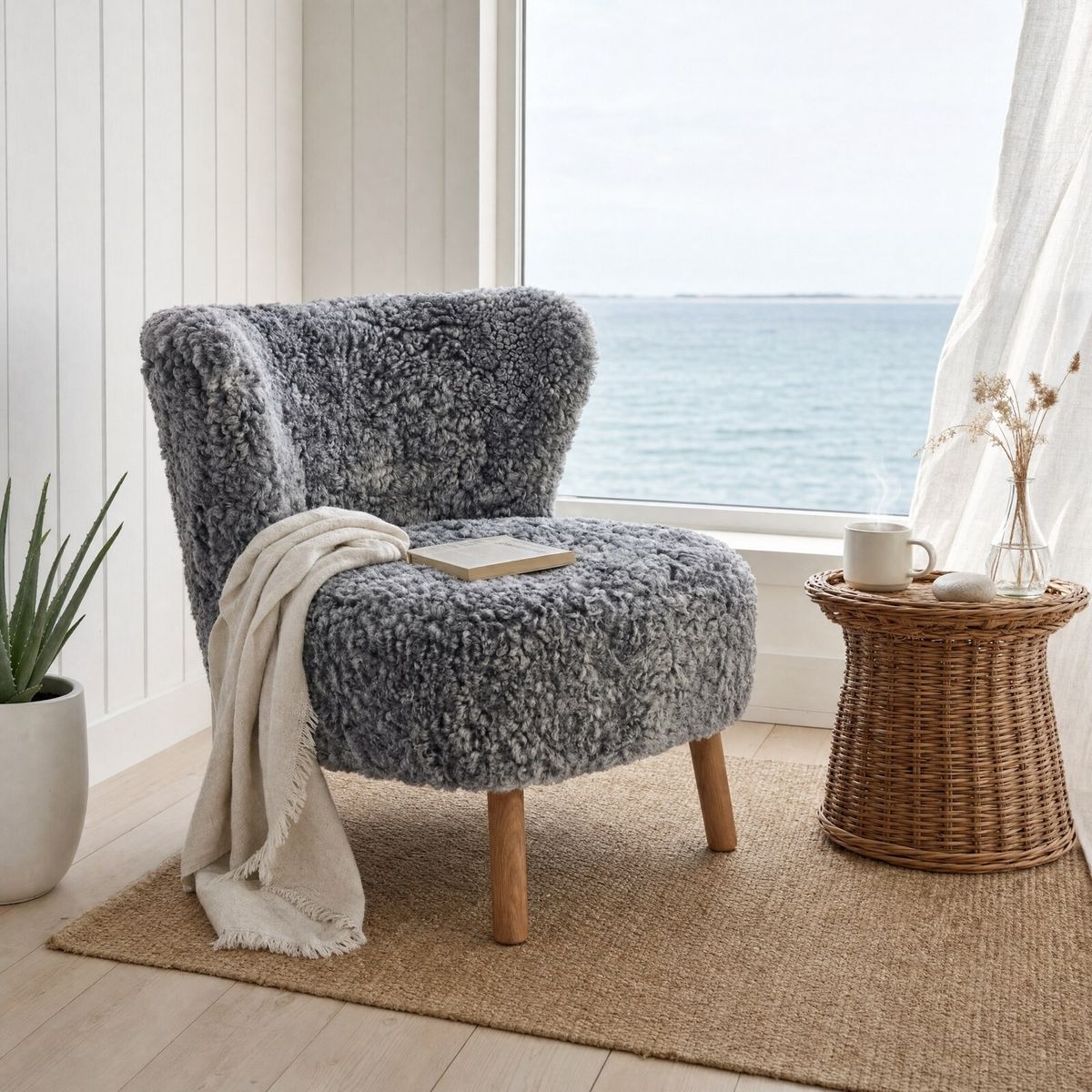 Emil Lounge Chair | Korthåret Antracitgrå