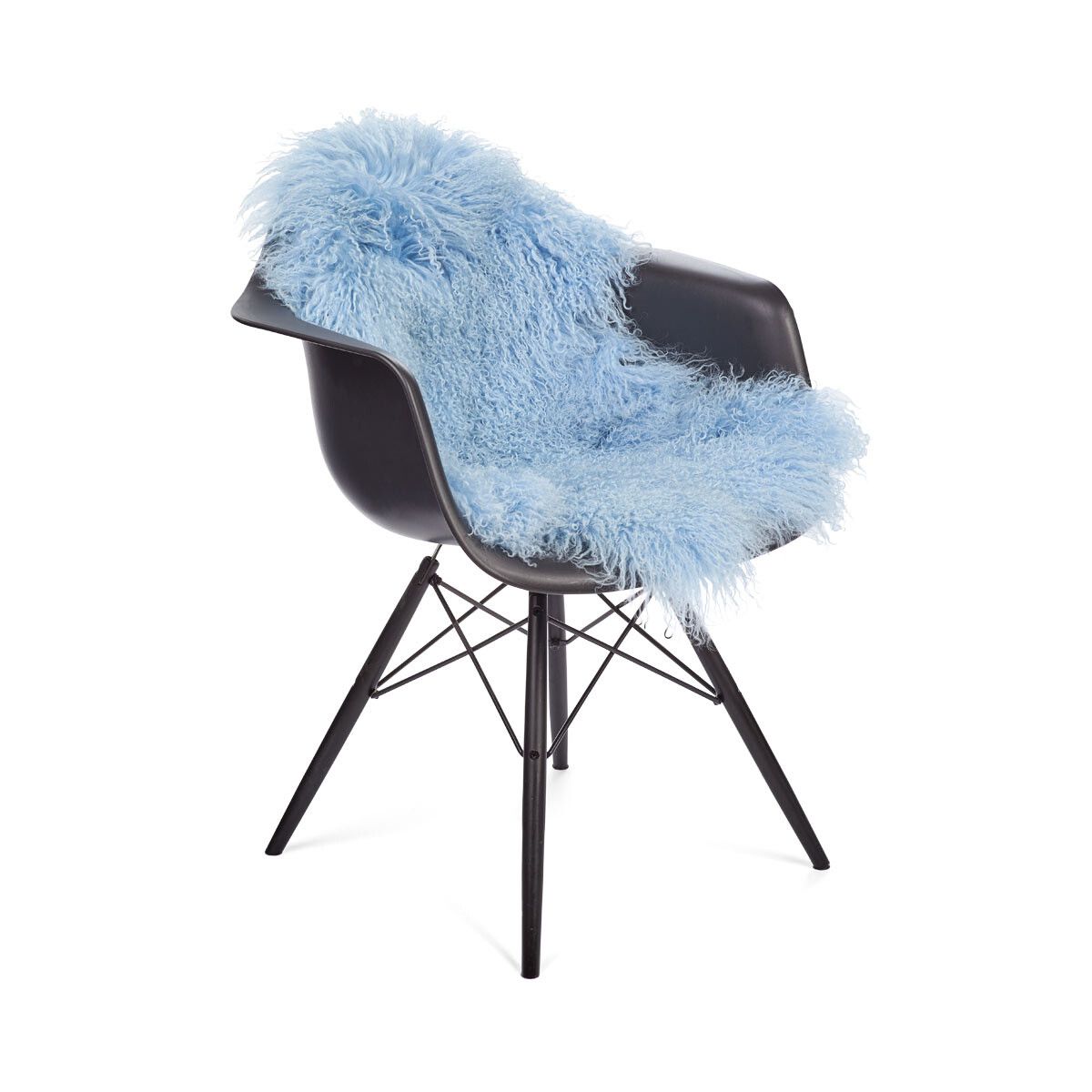 Lammeskind | Krøllet | Tibet | 85x50 cm Lyseblå