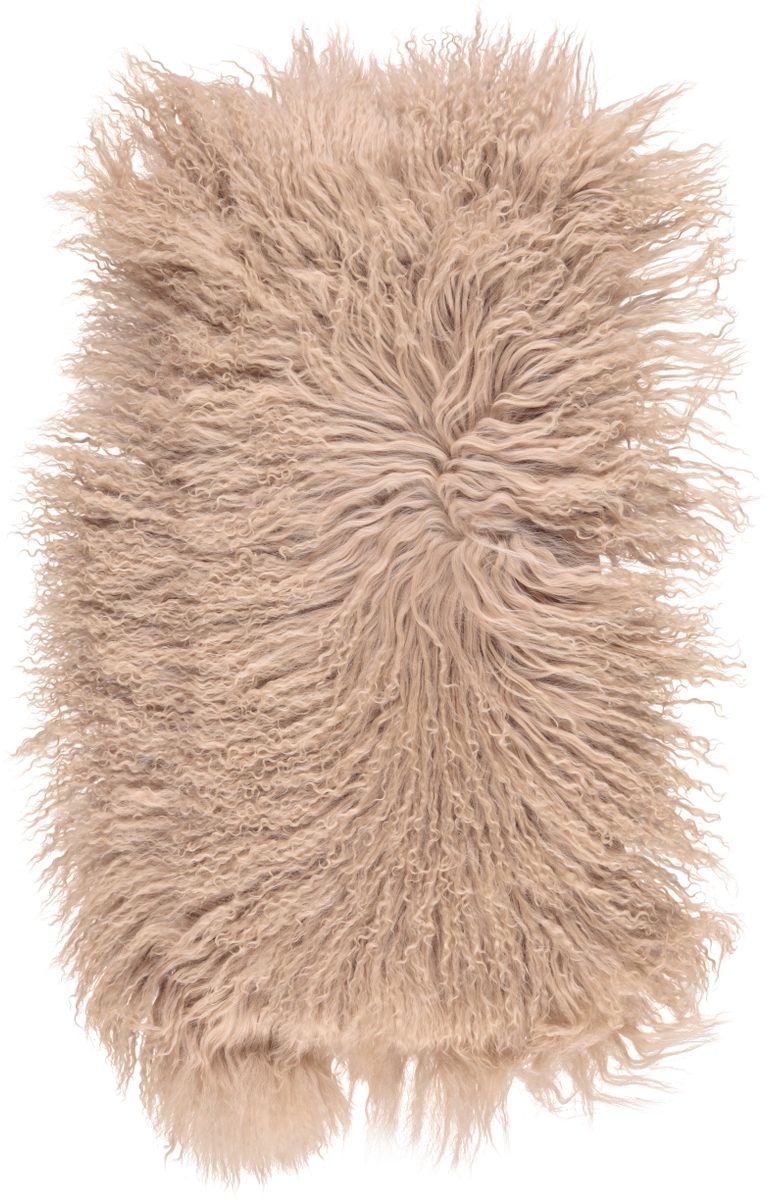 Lammeskindpude | Krøllet | Tibet | 28x56 cm Varm sand