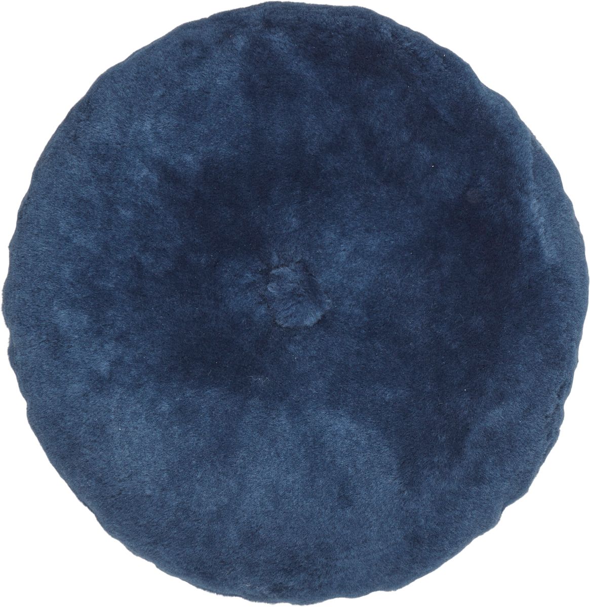 Lammeskindspude | Moccasin | Dobbeltsidet | Ø45 cm Marineblå