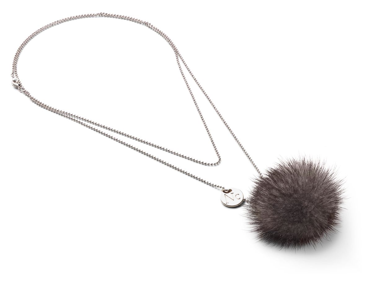 Halskæde Pom Pom Mørk blå iris