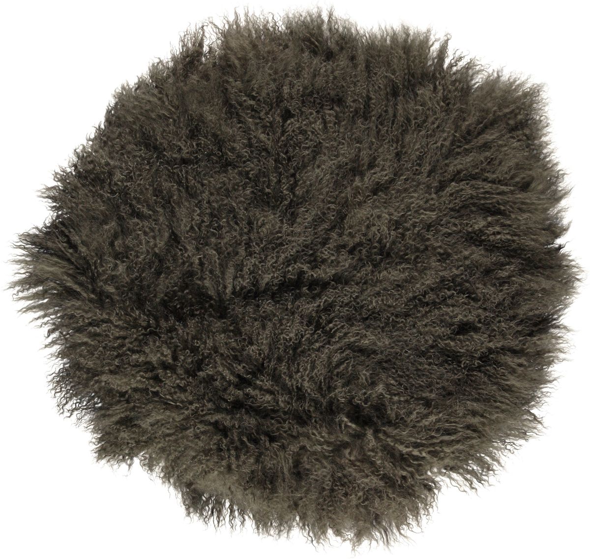 Lammeskindspude | Krøllet | Tibet | Ø45 cm, Ø62 cm & Ø38 cm Mørkegrøn