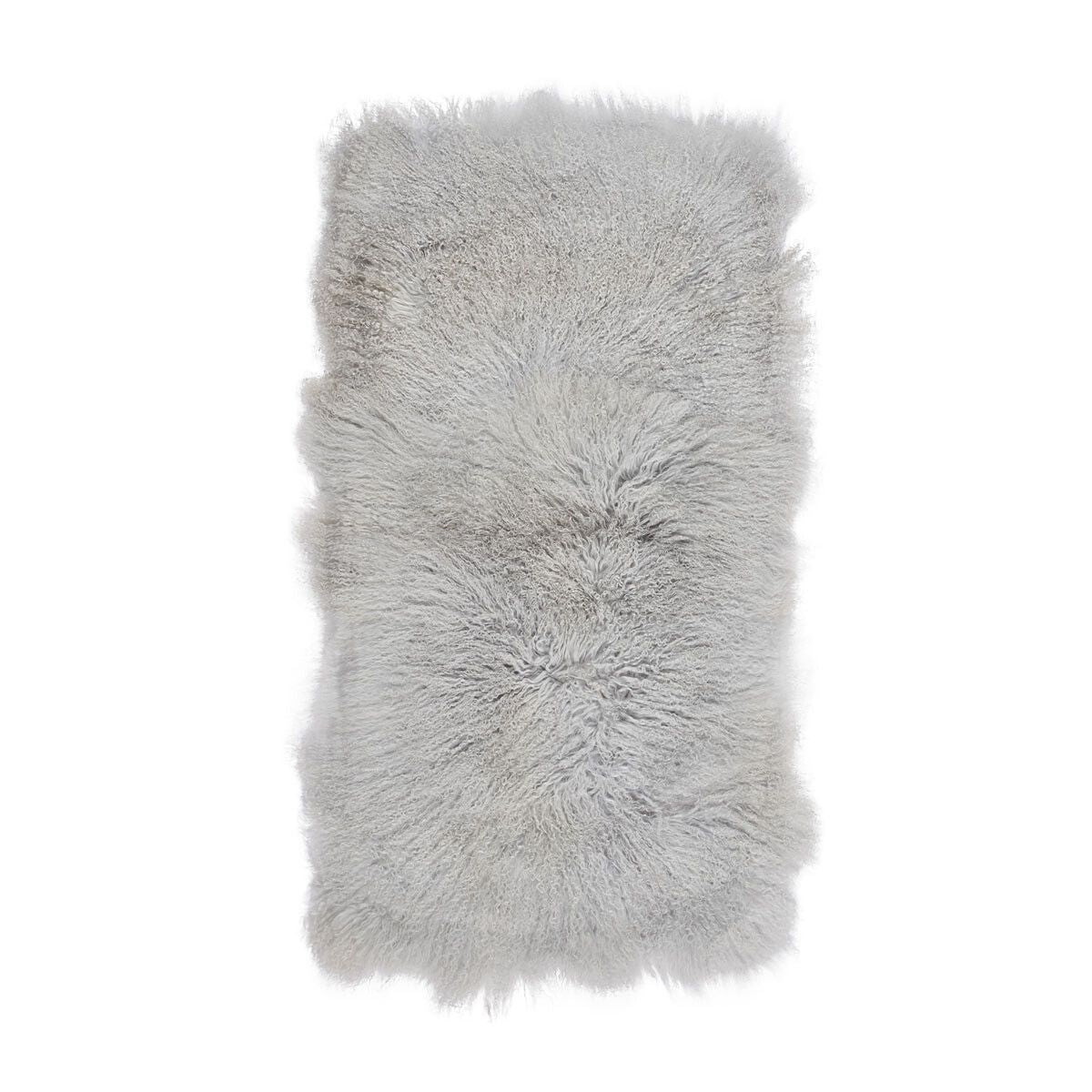 Lammeskindsplaid | Krøllet | Tibet | 60x120 cm Lysegrå