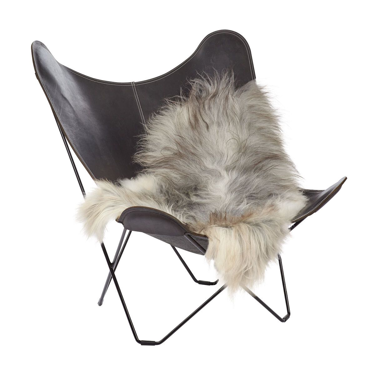 Lammeskind | Langhåret | Island | 120+x60 cm Naturgrå