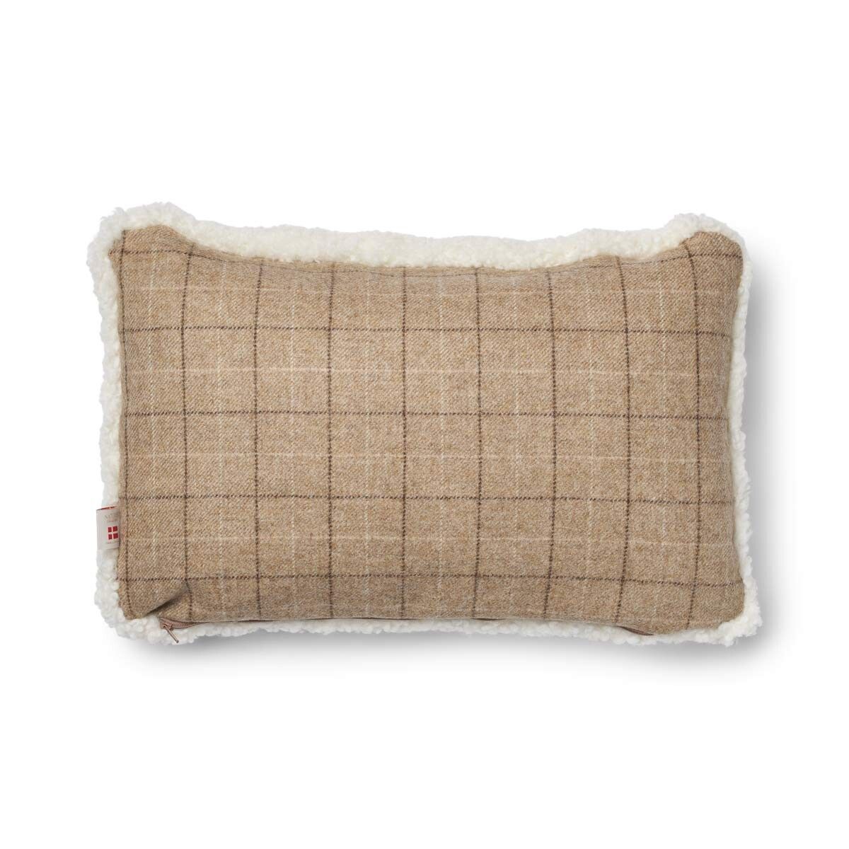 Checked Collection | Uldpude | Korthåret | 52x52 cm | 34x52 cm Havregryn-Beige/Hvid