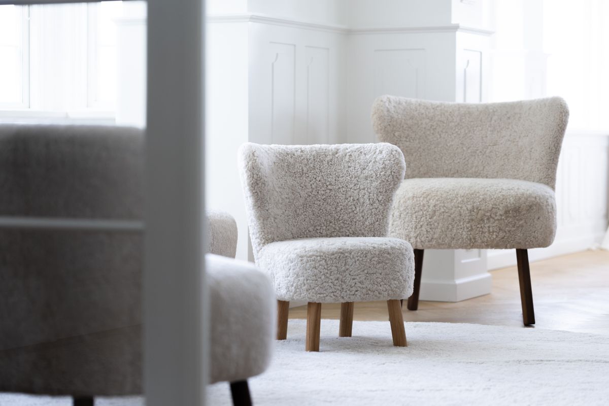 Designertæppe | Korthåret | New Zealand | Ø180 Hvid