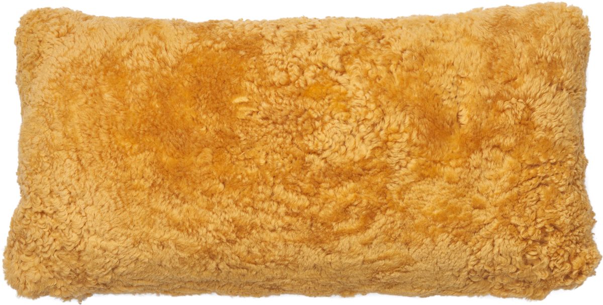 Lammeskindspude | Korthåret | New Zealand | Dobbeltsidet | 30x60 cm Koral Gul