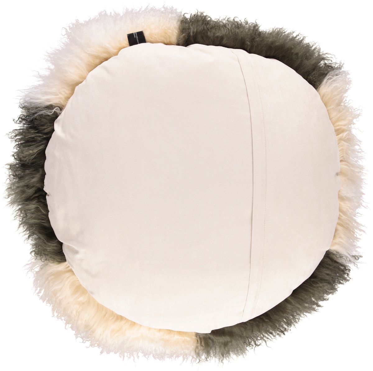 Lammeskindspude | Krøllet | Tibet | Ø45 cm, Ø62 cm & Ø38 cm Gylden Hvid / Mørkegrøn