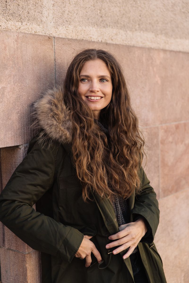 Petra jakke Grøn/Naturlig Brun