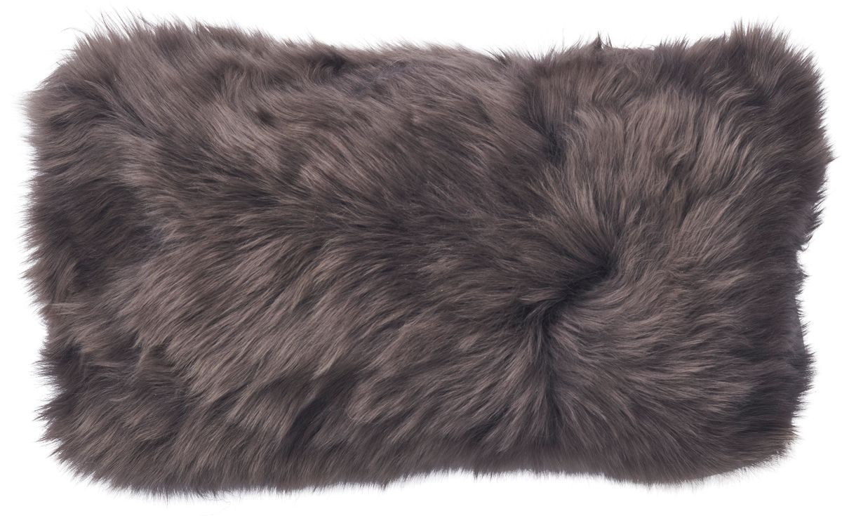 Lammeskindspude | Langhåret | New Zealand | Dobbeltsidet | 25x50 cm Valnød