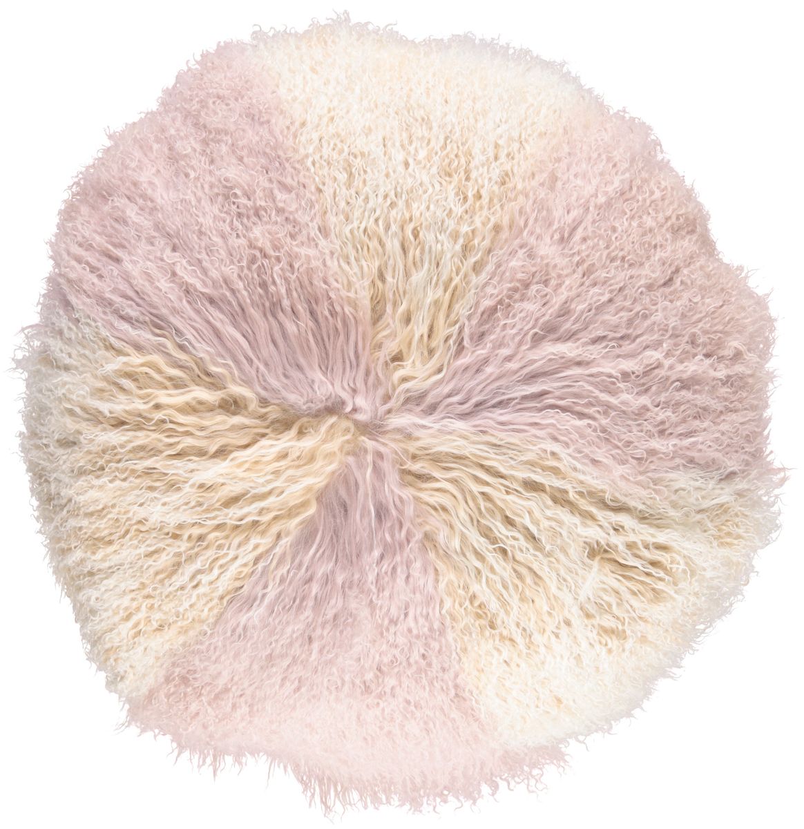 Lammeskindspude | Krøllet | Tibet | Ø45 cm, Ø62 cm & Ø38 cm Gylden Hvid / Dove