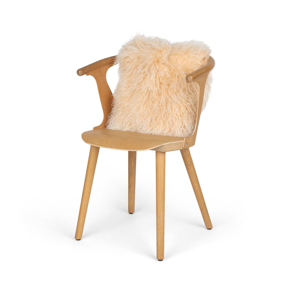 Lammeskindpude | Krøllet | Tibet | 40x40 cm Gylden Hvid