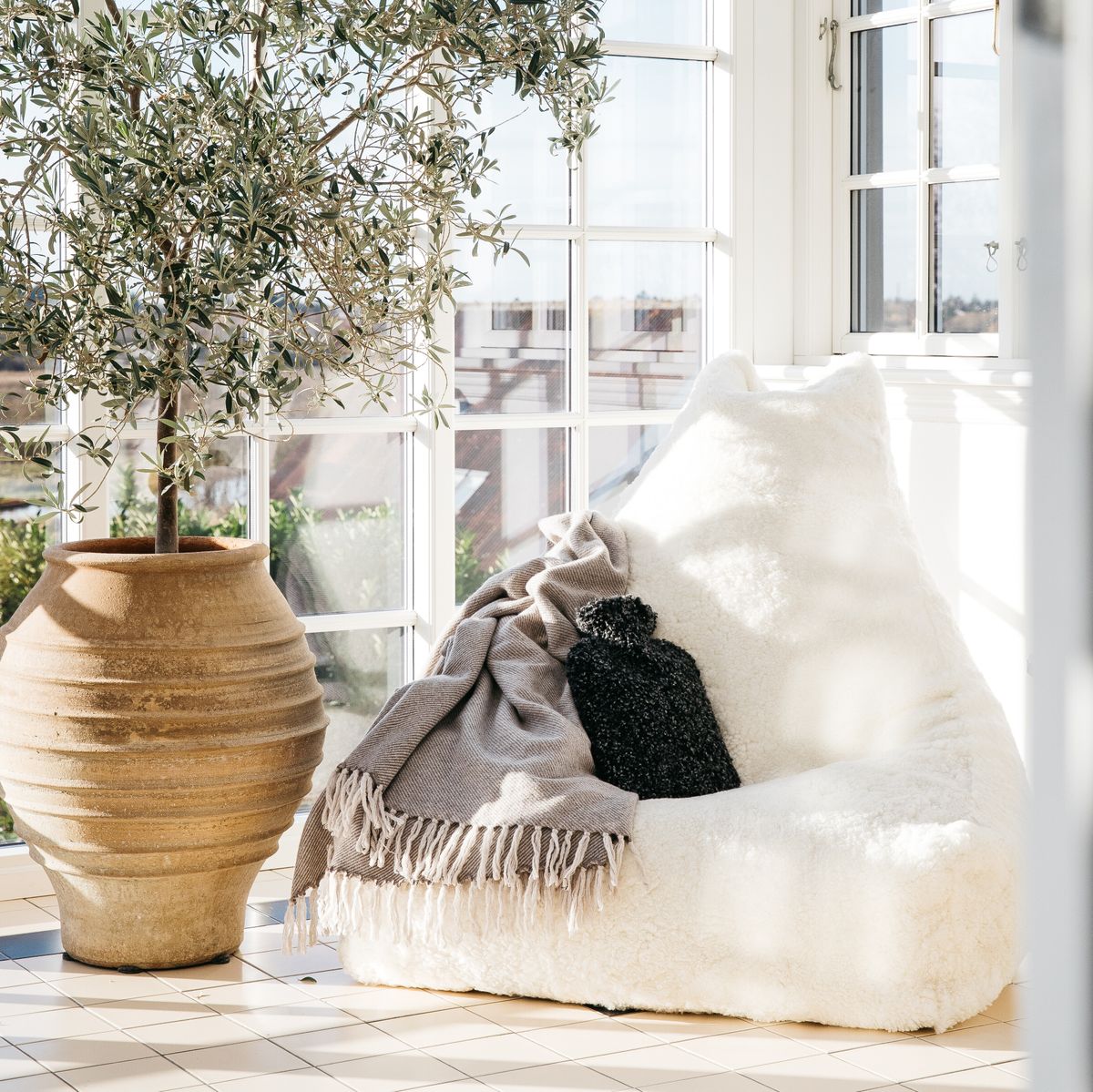 Sækkestol | Korthåret | New Zealand | 100x100x80 cm Koksgrå