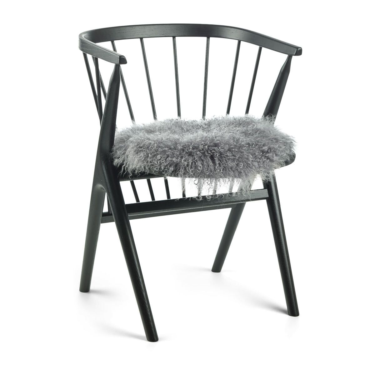 Sædehynde | Krøllet | Tibet | Ø38 cm Mørkegrå