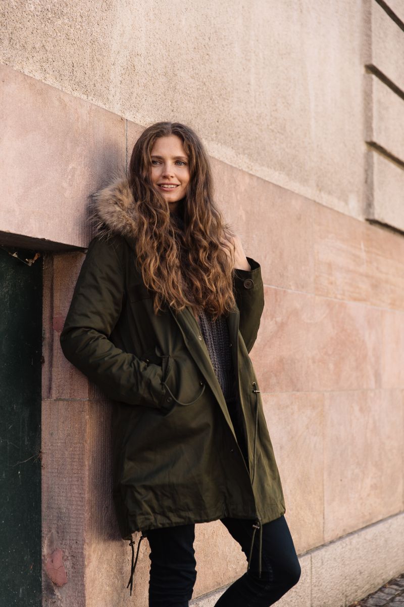 Petra jakke Grøn/Naturlig Brun