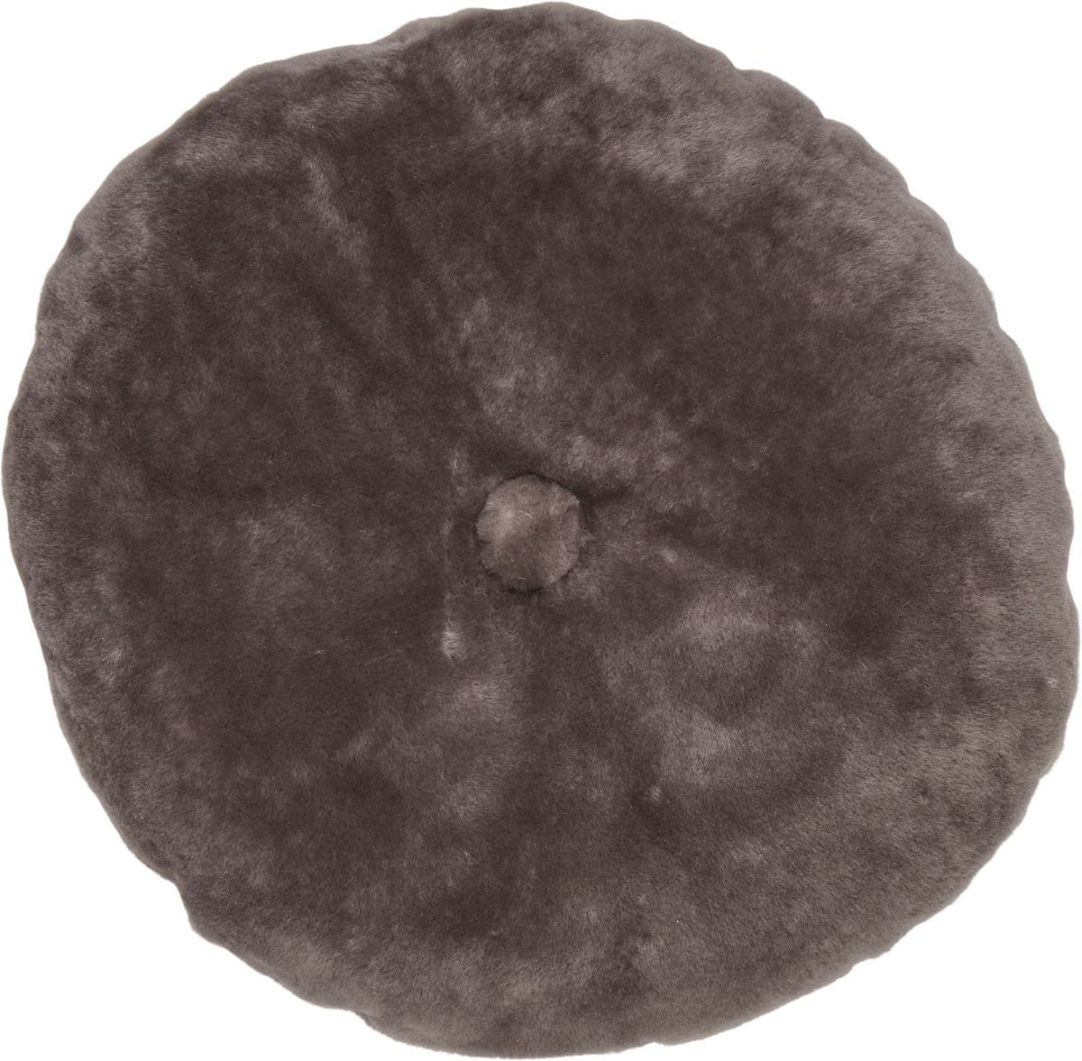 Lammeskindspude | Moccasin | Dobbeltsidet | Ø45 cm Mørkegrå