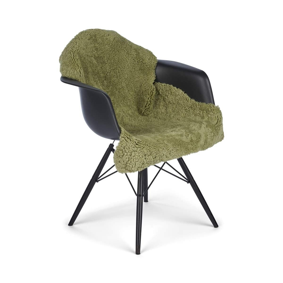 Lammeskind | Korthåret Krøllet | New Zealand | Tæppe 100 cm Salviegrøn