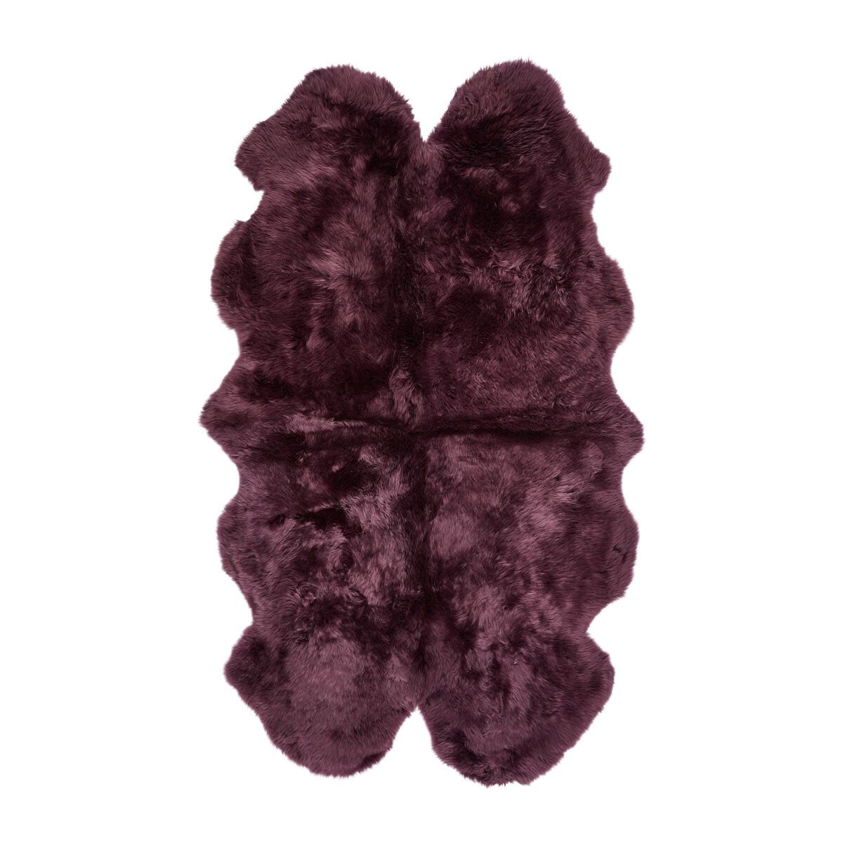 Lammeskindstæppe | Langhåret | New Zealand | 180x110 cm Aubergine
